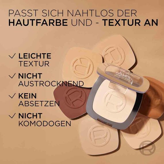 L'Oréal Paris Puder Make up, Mattierendes Kompaktpuder mit LSF 8, Inkl. Spiegel und Schwamm, True Match Puder, Nr. 7.D, 9 g