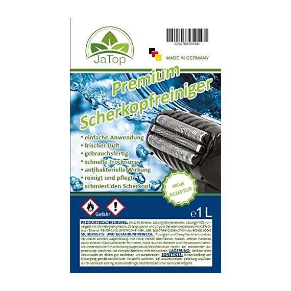 JaTop Scherkopfreiniger Nachfüllflüssigkeit [1l pro Flasche] - geeignet zum Nachfüllen von Braun Clean & Renew Synchro Activator & Pulsonic Series 3/5/7/9 Panasonic - Made in DE (4)