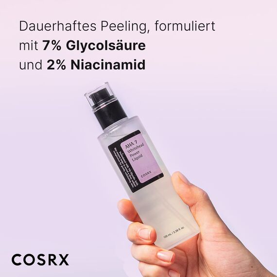 COSRX AHA 7 Whitehead Power Liquid, 100 ml, Whitehead Remover, Glycolsäure 7%, AHA Peeling, Porenminimizer, frei von Tierversuchen, Parabenen, Korean Skincare