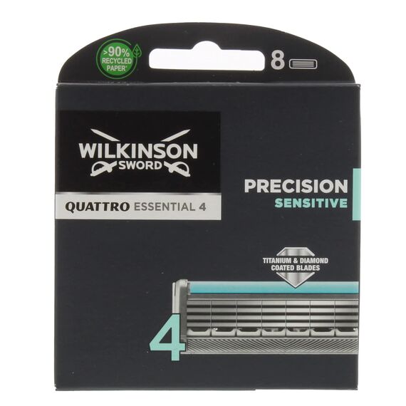 Wilkinson Sword Quattro Titanium Sensitive Rasierklingen für Herren Rasierer, 8 St