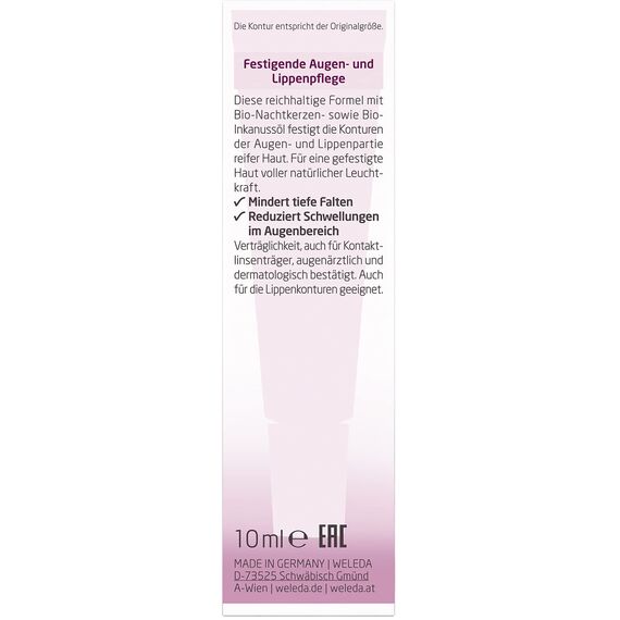 WELEDA Bio Nachtkerze Festigende Augen und Lippenpflege, revitalisierende Naturkosmetik Gesichtspflege zur Minderung tiefer Falten und Schwellungen im Gesicht (1 x 10 ml)