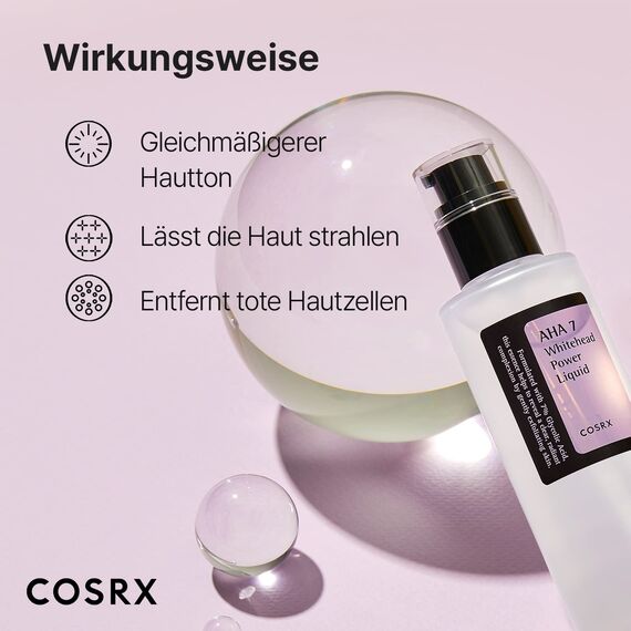 COSRX AHA 7 Whitehead Power Liquid, 100 ml, Whitehead Remover, Glycolsäure 7%, AHA Peeling, Porenminimizer, frei von Tierversuchen, Parabenen, Korean Skincare
