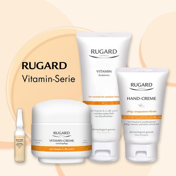 RUGARD Vitamin-Creme: Anti-Aging Gesichtspflege gegen vorzeitige Hautalterung, mit Vitamin A, B6, E und Kollagen für Feuchtigkeit, 100ml