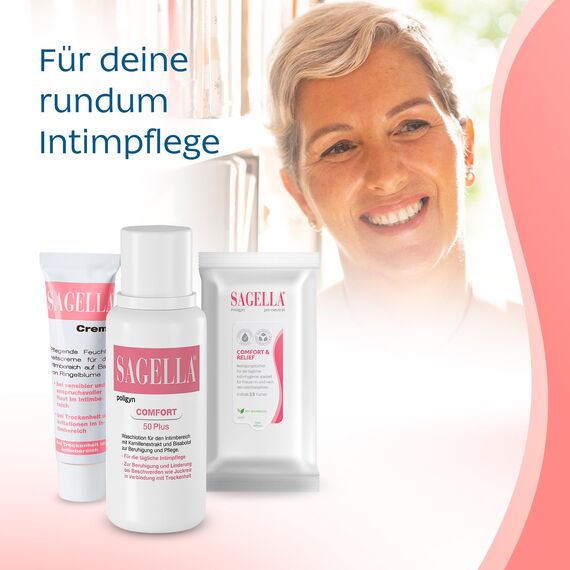 SAGELLA poligyn - Comfort 50 Plus: Intimwaschlotion mit Kamillenextrakt und Bisabolol, Intimpflege ab der Menopause, 500 ml