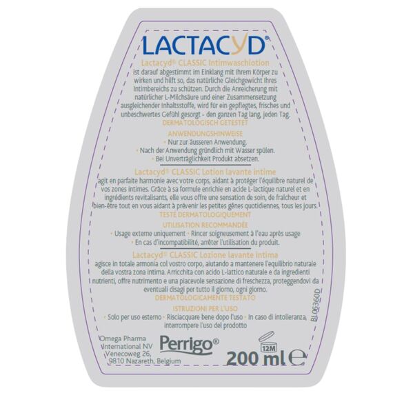 Lactacyd® Classic Intimwaschlotion – Mit angepasstem pH-Wert und natürlicher L-Milchsäure – Klinisch geprüft & bestätigt – 200 ml