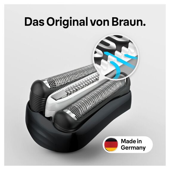 Braun Series 3 Elektrorasierer Scherkopf, ORIGINAL Ersatzscherteil vom Hersteller passend für Braun Herren Rasierer Series 3 ProSkin, 32B, schwarz, 1er Pack