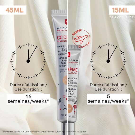 Erborian CC Cream - Getönte Gesichtscreme mit Centella Asiatica - Gesichtspflege aus Korea - Strahlender Teint & Feuchtigkeit LSF 25 - Doré 45 ml