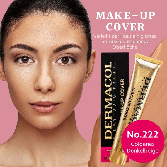 Dermacol - Full Coverage Foundation, Flüssige Makeup Matte Foundation mit SPF 30, Wasserfeste Foundation für fettige Haut, Akne, & Augenringe, Langanhaltende Makeup Produkte, 30g, Farbton - 222