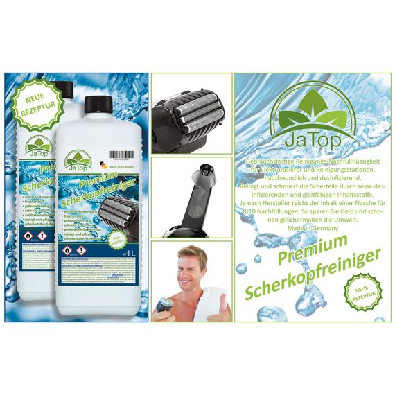 JaTop Scherkopfreiniger Nachfüllflüssigkeit [1l pro Flasche] - geeignet zum Nachfüllen von Braun Clean & Renew Synchro Activator & Pulsonic Series 3/5/7/9 Panasonic - Made in DE (4)