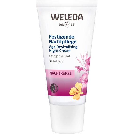 WELEDA Bio Nachtkerze Festigende Nachtpflege, vitaminreiche Pflegecreme für reife Haut im Gesicht, Gesichtscreme glättet, revitalisiert und verleiht Spannkraft (1 x 30 ml) Revitalisierende Nachtkerze