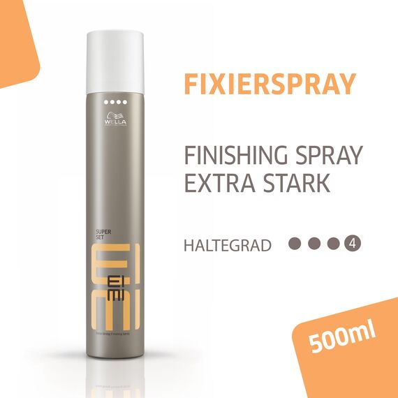 Wella EIMI Super Set Haarlack – Fixing Spray für extra starken, zuverlässigen Halt – mit UV-Schutz-Formel und Schutz vor Feuchtigkeit und Hitze – 1 x 500 ml