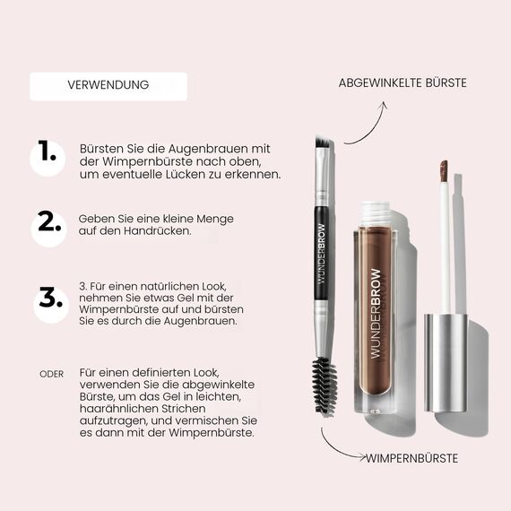 Wunderbrow Wasserfestes Augenbrauen Gel Schwarz/Braun – Langanhaltende, natürliche Augenbrauenfarbe für volle, definierte Brauen