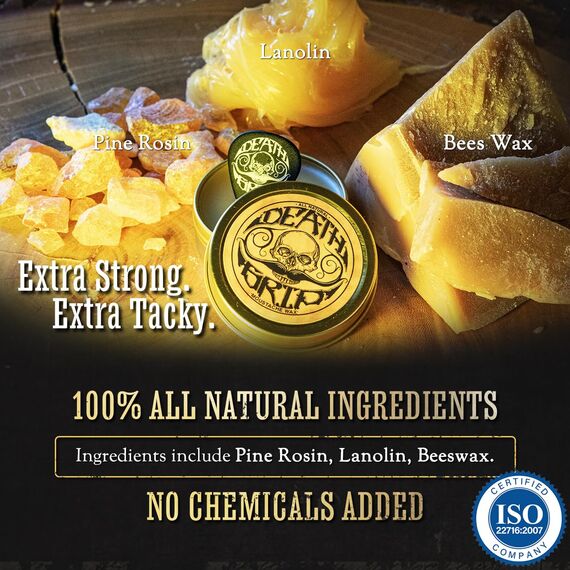Death Grip Bartwichse Extra Starker Halt – Wärme erforderlich – Wettbewerbsqualität Schnurrbartwachs für Lenkerschnurrbart, Styling, Formen & Training | Extra Festes Moustache Wax 1oz