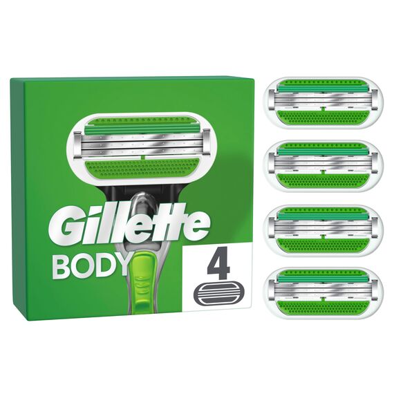 Gillette Body Herren, 4 Rasierklingen mit 3-fach Klinge