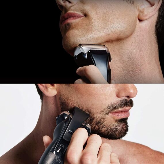 Panasonic Series 500 ES-RT67 Nass/Trocken-Rasierer mit 3 Scherelementen, ausschiebbarem Langhaarschneider, 5-stufige Akkuanzeige, Schwarz