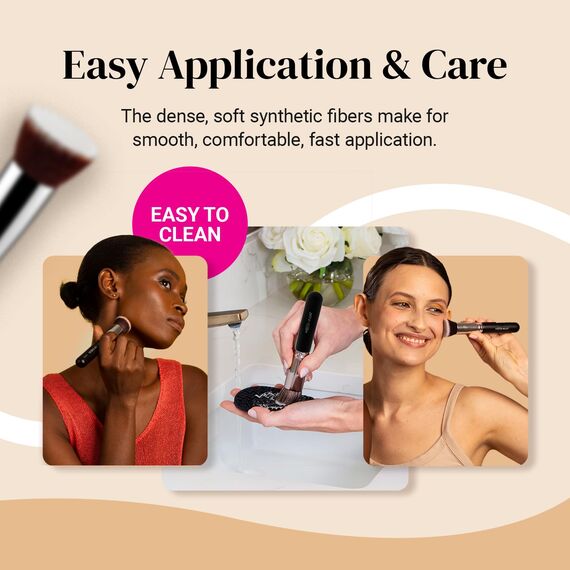 Foundation Pinsel von Keshima, Premium Flachkopf Kabuki Pinsel für Flüssige, Creme & Puder Foundation, zum Gleichmäßigen Auftragen und Nahtlosen Verblenden - Ø 3 cm Pinselkopf