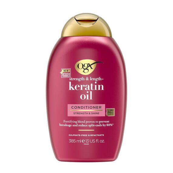 OGX Keratin Oil Conditioner 385ml kräftigende Anti-Haarbruch Haarspülung verhindert nachweislich Haarbruch und reduziert Spliss um bis zu 80Prozent* *bei Verwendung von Shampoo und Spülung