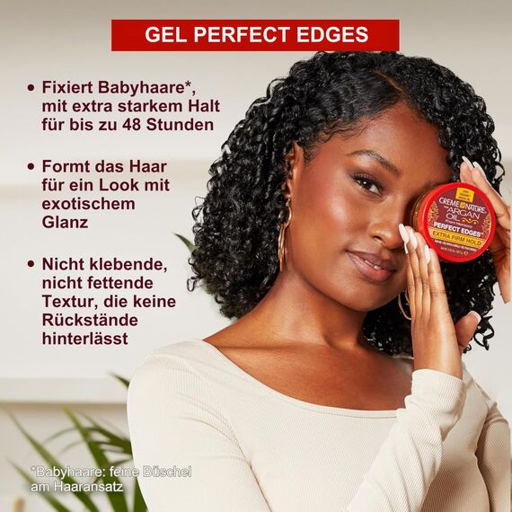 Creme Of Nature Argan Oil Edges Extra starkes Fixiergel mit Arganöl, Styling für alle Haartypen - 63,7g