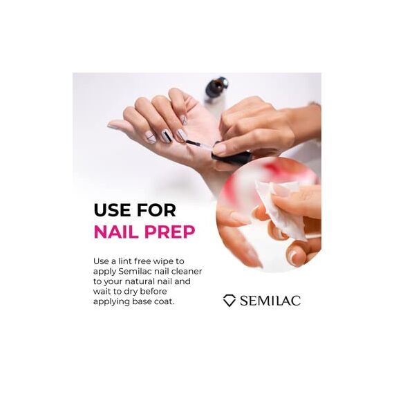 Semilac Nail Cleaner 125 ml – Nagelentfetter & Cleaner – Entfernt Fett und Dispersionsschicht – Für bessere Haftung von UV-Gel und Nagellack – Dermatologisch getestet
