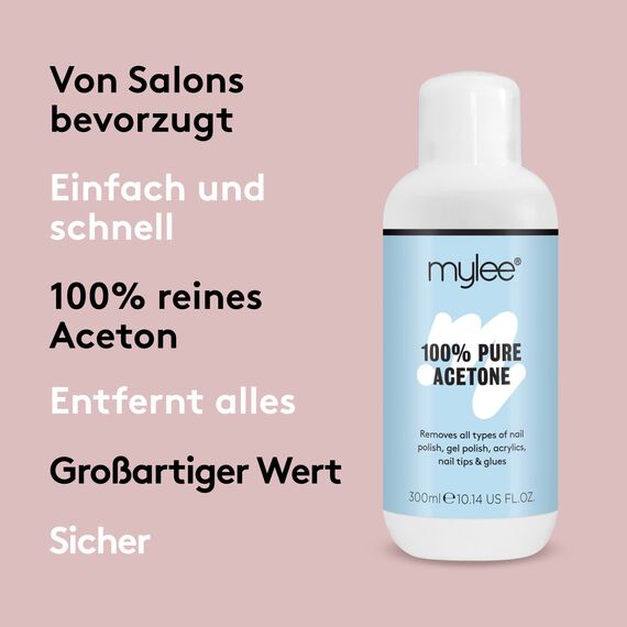 Mylee 100% Reines Aceton, UV Nagellackentferner - Entfernt Nagellack, Gel Nagellack, Acryl, Nageltips und Tipkleber (300 ml)