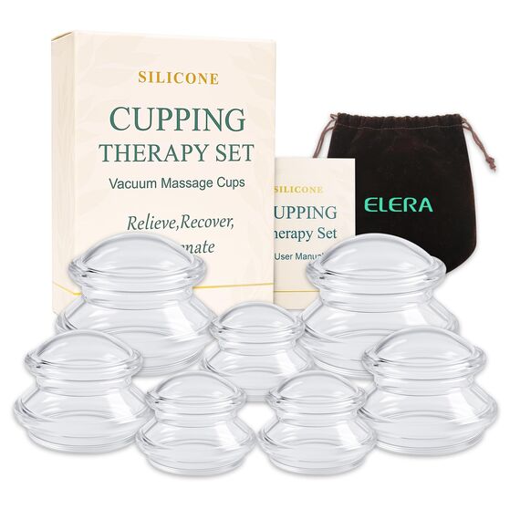 ELERA Schröpfgläser Silikon, Effektive Schröpfen Silikon mit 7 Stück, Schröpfgerät Anti Cellulite Anti Aging Linder Schmerzen und Gelenke für Ganzen Körper