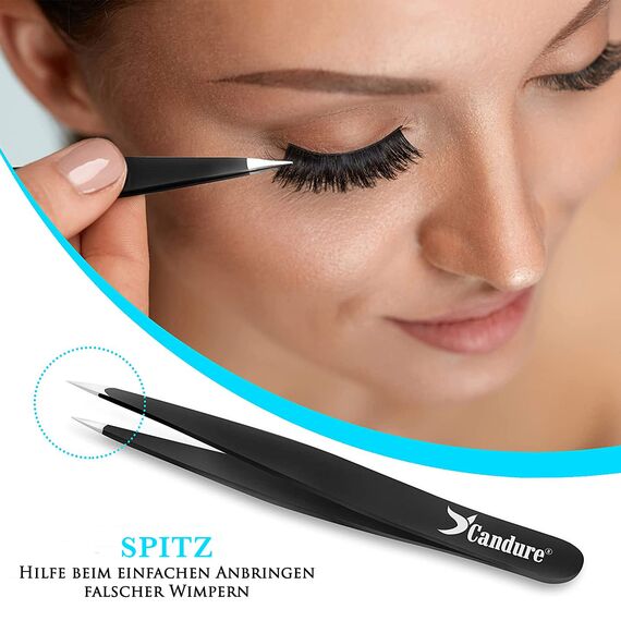 Candure Pinzette Augenbrauen Zupfen, Präzision, Set mit 4 Pinzetten aus Edelstahl zum Entfernen von Mitessern, eingewachsenen Haaren, Wimpern