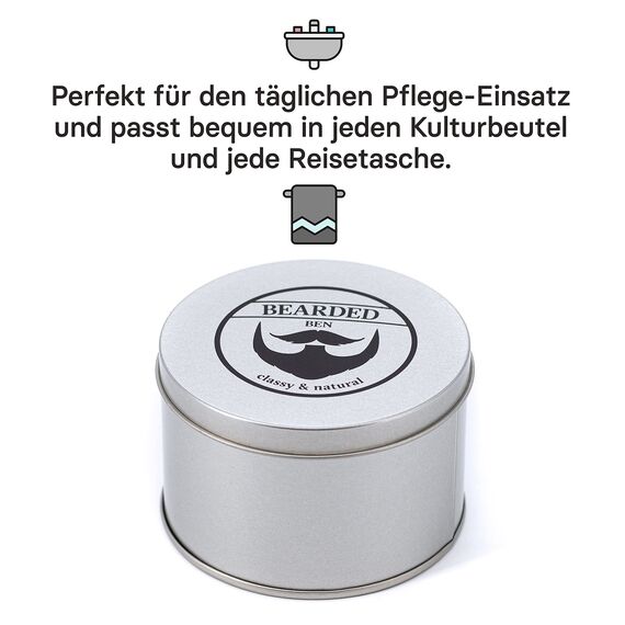 Bearded Ben Bartbürste für Männer - Bartbürste aus Wildschweinborsten - Bartkamm für Männer - Bart Bürste klein - Bart Kamm - Beard Brush for men - Beard Comb