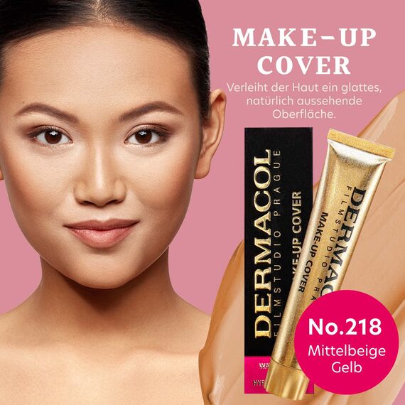 Dermacol - Full Coverage Foundation, Flüssige Makeup Matte Foundation mit SPF 30, Wasserfeste Foundation für fettige Haut, Akne, & Augenringe, Langanhaltende Makeup Produkte, 30g, Farbton - 218