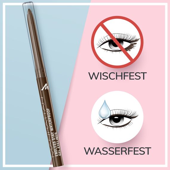 Manhattan Endless Stay Waterproof Gel Eyeliner – Brauner r mit herausdrehbarer Mine ohne Anspitzen – Farbe Rich Brown 001 – 1 x 2,6g