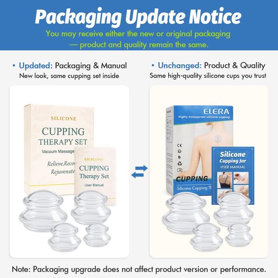 ELERA Silikon Schröpfgläser Set (XL-S) – 4 Stück, Schröpfen Massage für Anti-Cellulite & Anti-Aging, Vakuum Schröpfköpfe für Gesicht/Körper