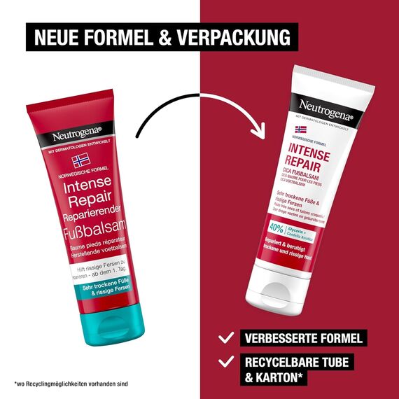Neutrogena Norwegische Formel Intense Repair CICA Fußbalsam 50 ml, mit Glycerin und Centella Asiatica für sehr trockene Füße und rissige Fersen