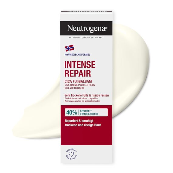 Neutrogena Norwegische Formel Intense Repair CICA Fußbalsam 50 ml, mit Glycerin und Centella Asiatica für sehr trockene Füße und rissige Fersen