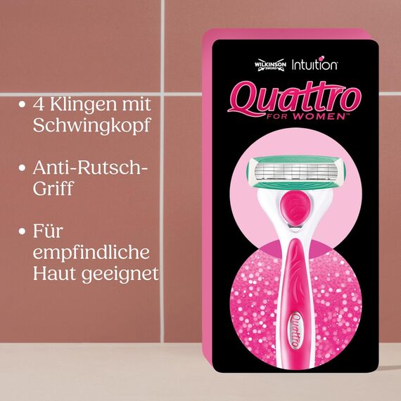 Wilkinson Sword Quattro for Women Sensitive Rasierklingen für Damen Rasierer, 3 St