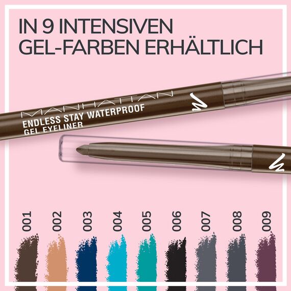 Manhattan Endless Stay Waterproof Gel Eyeliner – Brauner r mit herausdrehbarer Mine ohne Anspitzen – Farbe Rich Brown 001 – 1 x 2,6g
