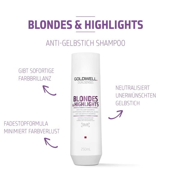 Goldwell Dualsenses Blondes & Highlights Anti-Gelbstich Shampoo für blondes und gesträhntes Haar, 250 ml