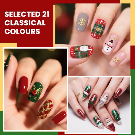 Lavender Violets UV-Gel-Nagellack Blooming Gel Set,21 stück Weiß Rosa Schwarz Blau Rot Grün Splitter Glitzernd mit Base & Matte-Glänzende Top Coat Shellac Nägel Maniküre C997