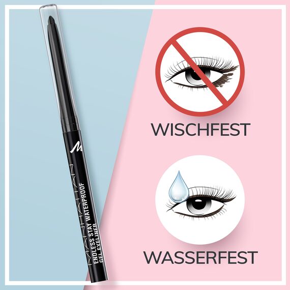 Manhattan Endless Stay Waterproof Gel Eyeliner – Schwarzer Gel Eyeliner mit herausdrehbarer Mine ohne Anspitzen – Farbe Blackest Black 006 – 2,6g , (1er Pack)