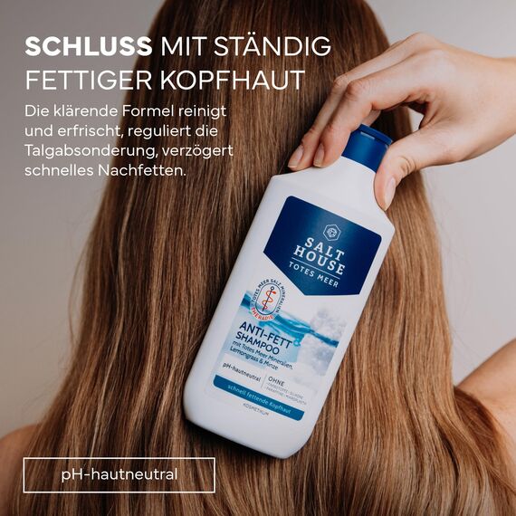 Salthouse Totes Meer Therapie Anti-Fett Shampoo, Bioaktiv-Komplex befreit Kopfhaut von Fett, mit Lemongrass für Frischegefühl, 250ml