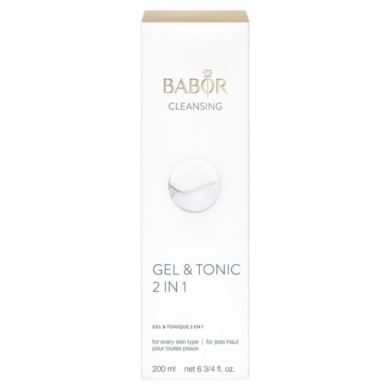 BABOR CLEANSING Gel & Tonic 2 in 1 für ölige und unreine Haut, Anti-Bakterielles Reinigungsgel und Gesichtswasser in einem, Vegane Formel, 1 x 200 ml