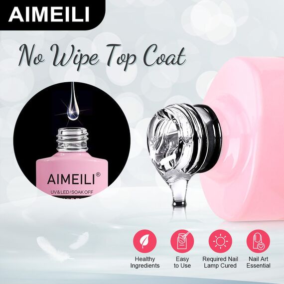 AIMEILI No Wipe Top Coat Überlack UV LED Gellack Gel Nagellack Gel Polish - 10ml