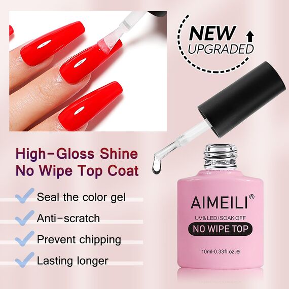 AIMEILI No Wipe Top Coat Überlack UV LED Gellack Gel Nagellack Gel Polish - 10ml