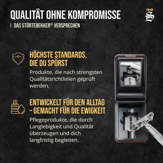 Störtebekker® Premium Rasierhobel Herren Hamburg - Rasierset mit 10 Rasierklingen & Leder-Etui - Nassrasierer Herren inkl. Reise-Etui mit Spiegel - *TESTSIEGER* Stiftung Warentest (12/2024)