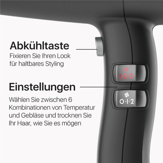 Valera, Swiss Light 3200, leichter professioneller Haartrockner, Föhn mit 3 Temperaturstufen und Abkühltaste, abnehmbarem Filter, Super-Flex-Kabel, 1600 W, Swiss Made