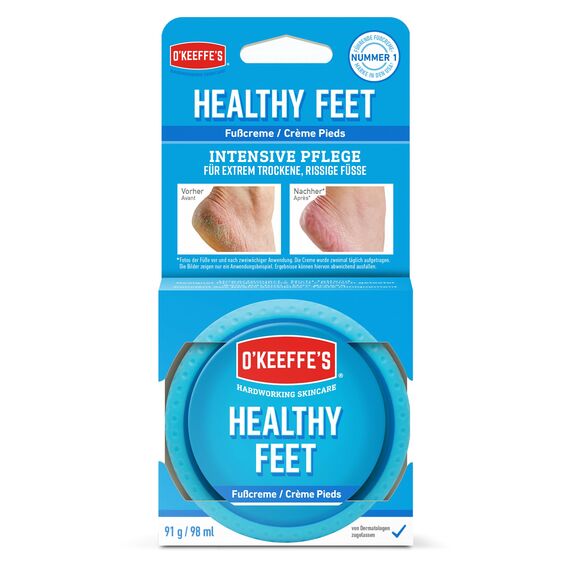 O'Keeffe's Healthy Feet, 91g - Fußcreme für Extrem Trockene, Rissige Füße | Erhöht sofort den Feuchtigkeitsgehalt, bildet eine Schutzschicht und beugt Feuchtigkeitsverlust vor