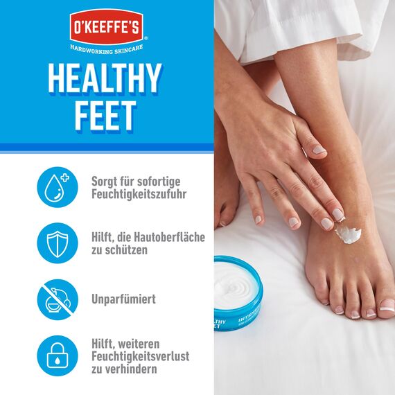 O'Keeffe's Healthy Feet, 91g - Fußcreme für Extrem Trockene, Rissige Füße | Erhöht sofort den Feuchtigkeitsgehalt, bildet eine Schutzschicht und beugt Feuchtigkeitsverlust vor