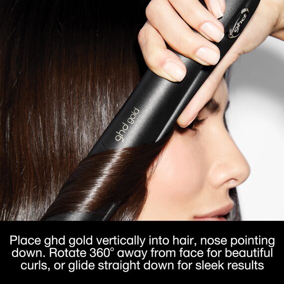 ghd gold - Professioneller Haarglätter zum Glätten, Locken und zum Erzeugen von Wellen, optimale Stylingtemperatur 185ºC, Zweizonen-Technologie, Schwarz