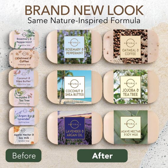 O Naturals 6 Stück festes Duschgel Naturkosmetik Vegane feuchtigkeitsspendende Körperwaschseife Seifenriegel therapeutischen ätherischen Ölen Gesicht Körper & Hände 678g - Geschenk Set zum Muttertag