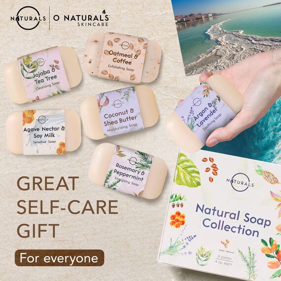O Naturals 6 Stück festes Duschgel Naturkosmetik Vegane feuchtigkeitsspendende Körperwaschseife Seifenriegel therapeutischen ätherischen Ölen Gesicht Körper & Hände 678g - Geschenk Set zum Muttertag