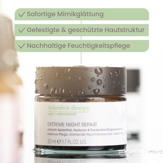 Spilanthox therapy - Extreme Night Repair - Gesichtscreme zur Faltenreduktion - intensive Anti-Aging Gesichtspflege über Nacht - Spilanthol, Hyaluronsäure & Zink - vegane Naturkosmetik - 50ml