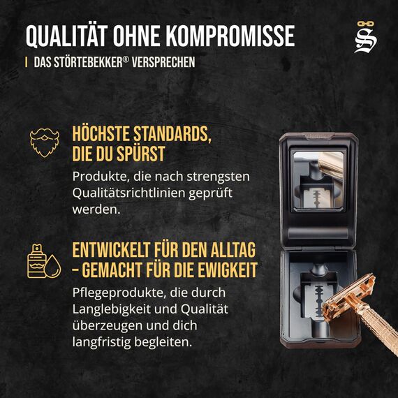 Störtebekker® Premium Rasierhobel Herren Hamburg - Rasierset mit 10 Rasierklingen & Leder-Etui - Nassrasierer Herren inkl. Reise-Etui mit Spiegel - *TESTSIEGER* Stiftung Warentest (12/2024)